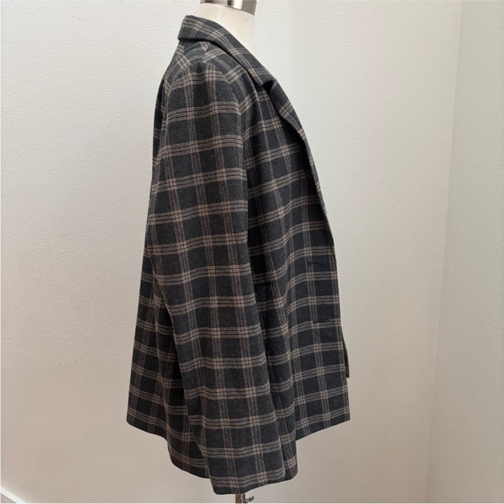 Madewell Plaid Oversized Blazer Dorset Windowpane Wool Gray Brown Size Xxl - Picture 9 of 13